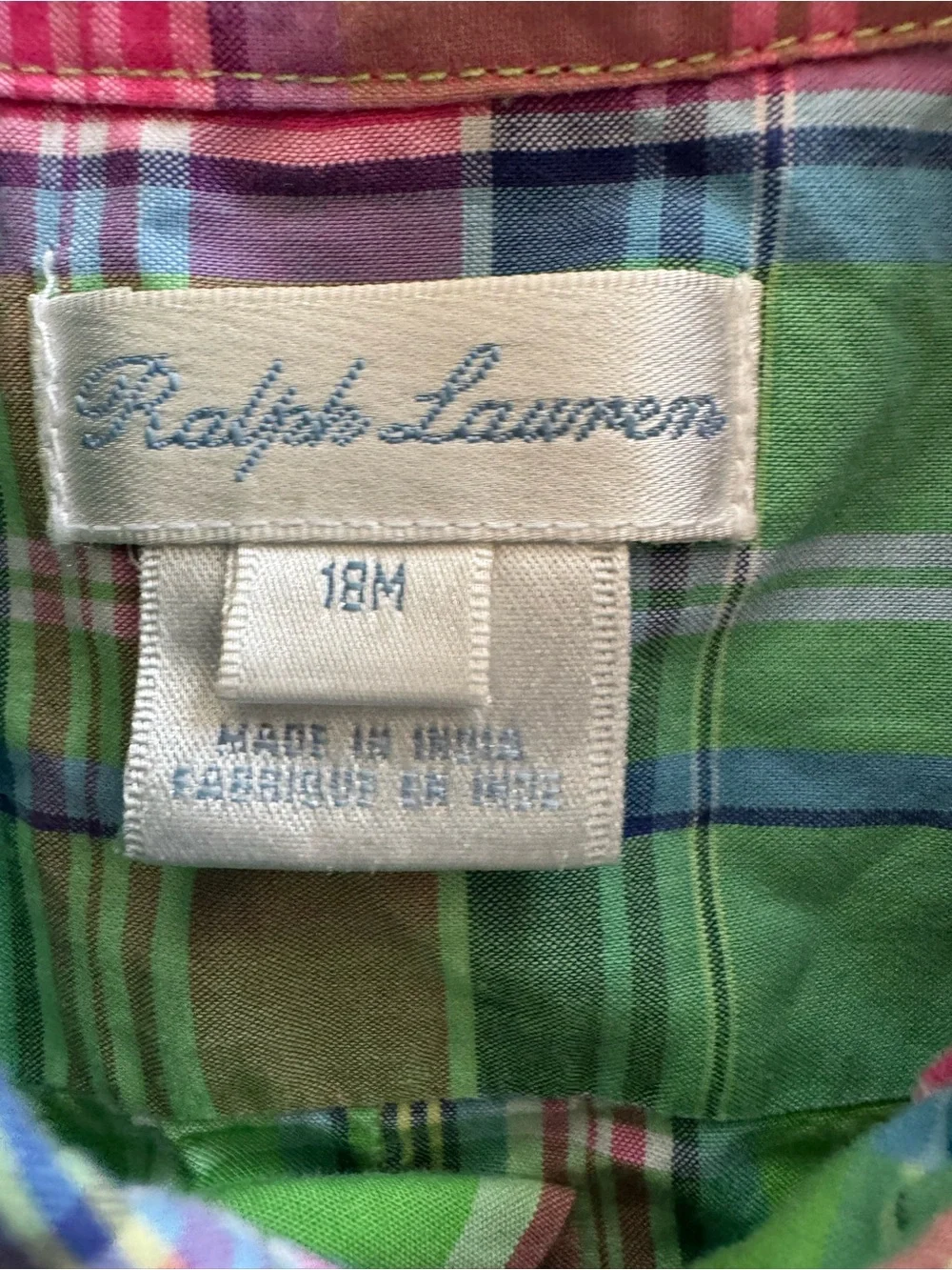 Ralph Lauren Plaid Button-Down Shirt in Green & Pink